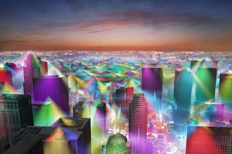 Illustration for article titled What the World Would Look Like If You Could See Cell Phone Signals